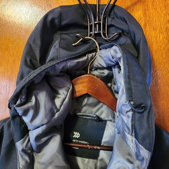 Men's Small All In Motion Black Hooded Zip Up Puffer Coat EUC - Picture 7 of 10